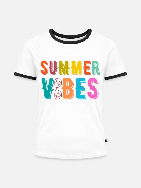 Sommerliche Vibes - Frauen Kontrast-T-Shirt - Weiß/Schwarz