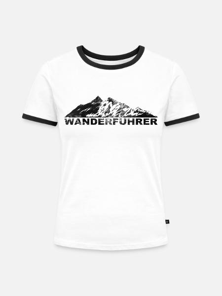Wanderfuhrer - (9) - Frauen Kontrast-T-Shirt - Weiß/Schwarz