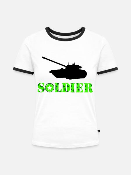panzer soldat - Frauen Kontrast-T-Shirt - Weiß/Schwarz