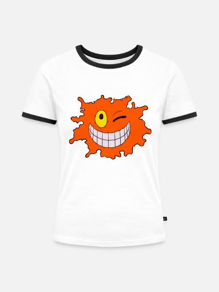 Splash Orange - Frauen Kontrast-T-Shirt - Weiß/Schwarz