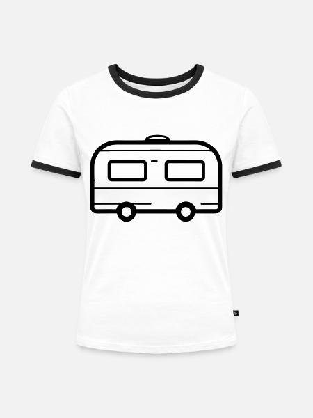 Kleiner Wohnwagen - Frauen Kontrast-T-Shirt - Weiß/Schwarz