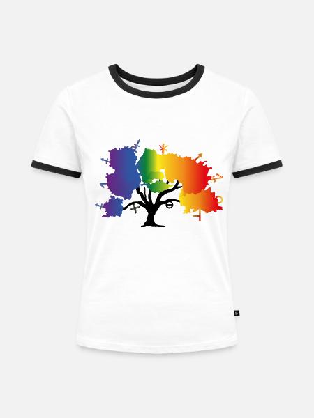 LGBTQIA+ Baum - Frauen Kontrast-T-Shirt - Weiß/Schwarz