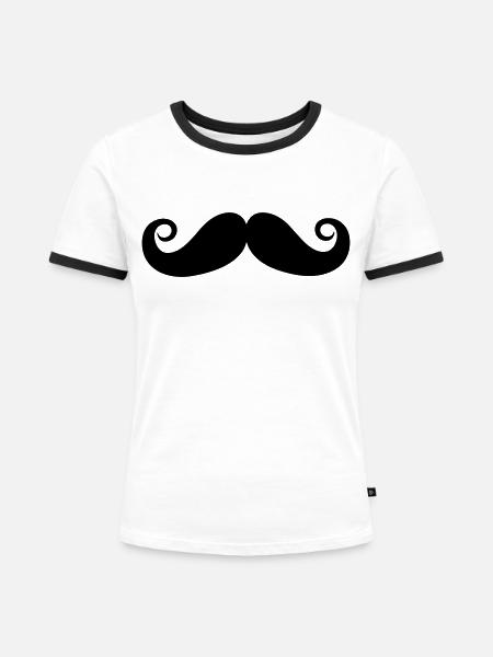 Schnurrbart - Frauen Kontrast-T-Shirt - Weiß/Schwarz