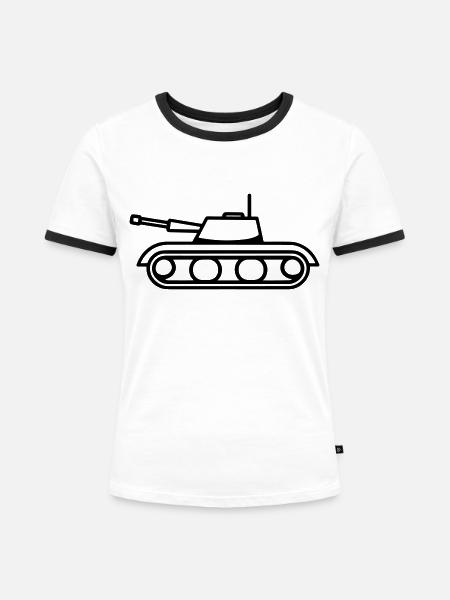 Panzer - Frauen Kontrast-T-Shirt - Weiß/Schwarz