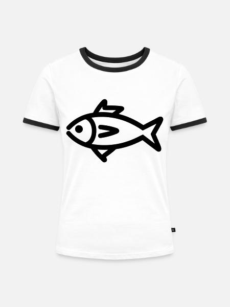 Fisch - Frauen Kontrast-T-Shirt - Weiß/Schwarz