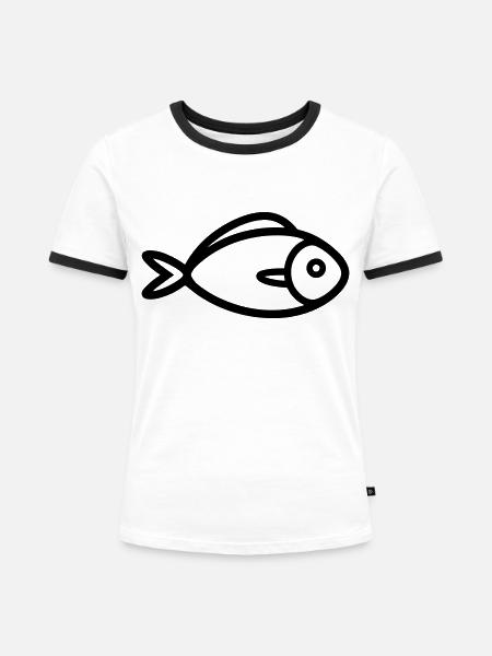 Fisch - Frauen Kontrast-T-Shirt - Weiß/Schwarz