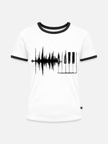 Music wave - Frauen Kontrast-T-Shirt - Weiß/Schwarz