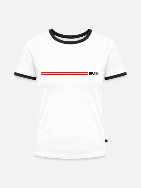 Spain - Frauen Kontrast-T-Shirt - Weiß/Schwarz