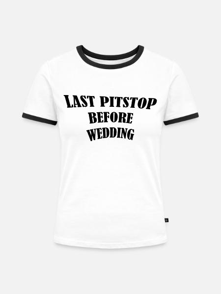 last_pitstop - Frauen Kontrast-T-Shirt - Weiß/Schwarz
