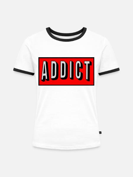 Süchtiger - Frauen Kontrast-T-Shirt - Weiß/Schwarz