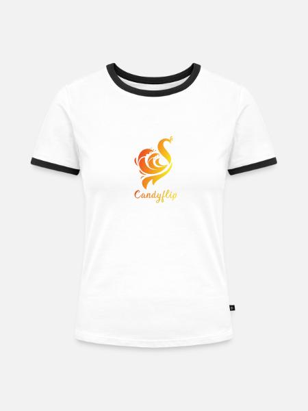 Candyflip Pfau (Emma & Alice) - Frauen Kontrast-T-Shirt - Weiß/Schwarz