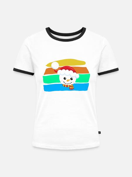 Schneemann - Frauen Kontrast-T-Shirt - Weiß/Schwarz