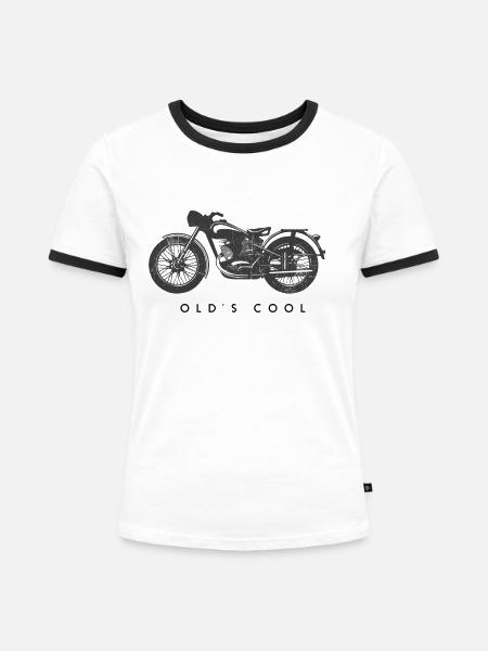 Old`s Cool - Frauen Kontrast-T-Shirt - Weiß/Schwarz