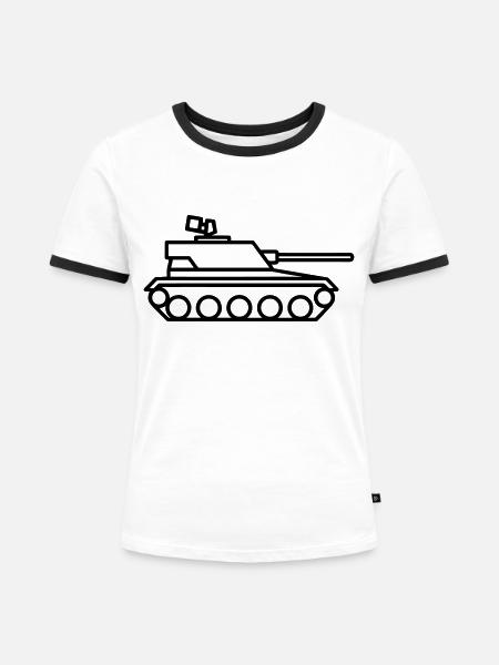 Panzer - Frauen Kontrast-T-Shirt - Weiß/Schwarz