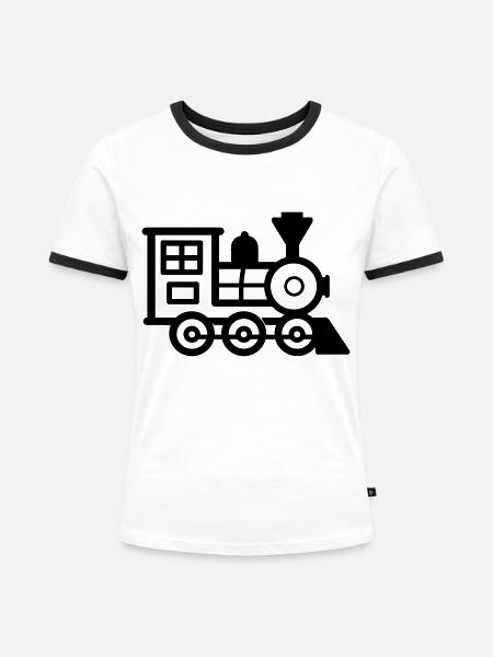 Lokomotive - Frauen Kontrast-T-Shirt - Weiß/Schwarz