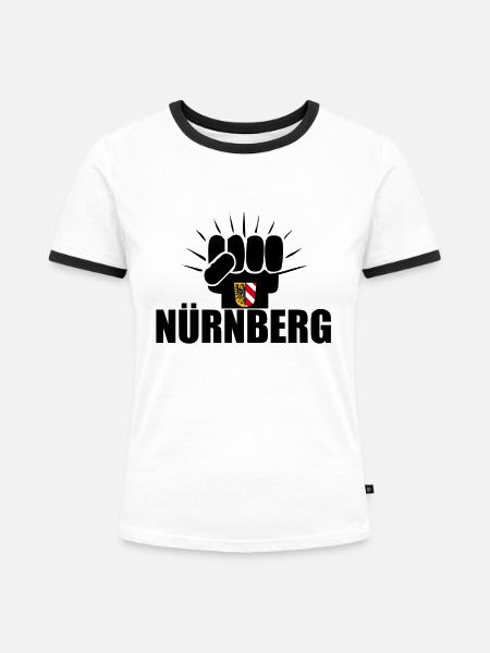 Nürnberg Power - Frauen Kontrast-T-Shirt - Weiß/Schwarz