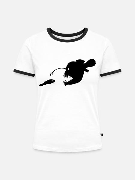Anglerfisch - Frauen Kontrast-T-Shirt - Weiß/Schwarz