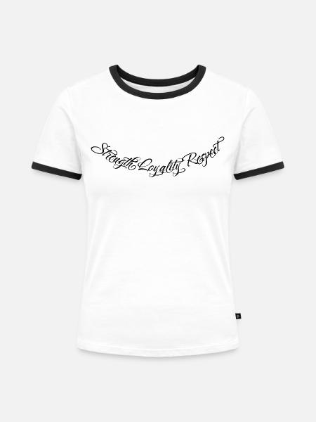 Strength Loyality Respect 2 - Frauen Kontrast-T-Shirt - Weiß/Schwarz