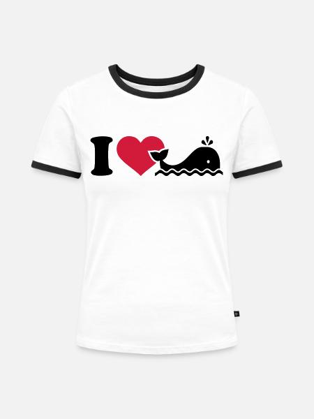 Wal - Frauen Kontrast-T-Shirt - Weiß/Schwarz