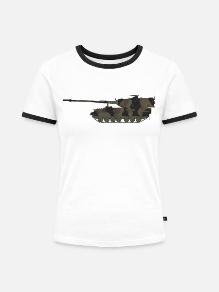 PzH 2000 Germany - Frauen Kontrast-T-Shirt - Weiß/Schwarz
