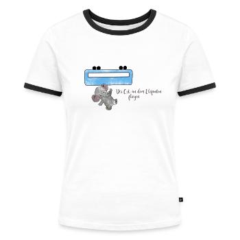Der Ort, an dem Elefanten fliegen - Frauen Kontrast-T-Shirt - Weiß/Schwarz - Vorne - Selfina (174cm)