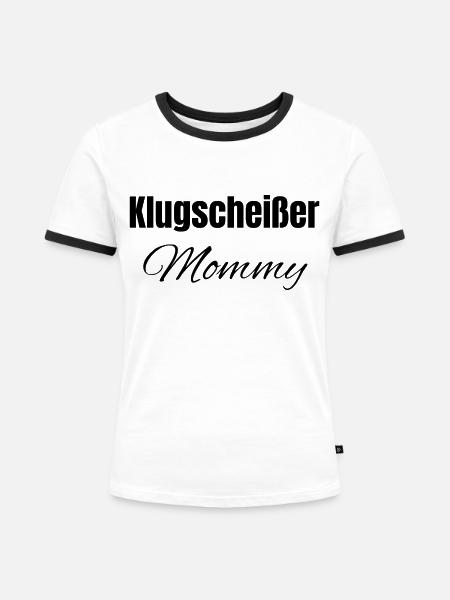 Klugscheißer Mama - Frauen Kontrast-T-Shirt - Weiß/Schwarz