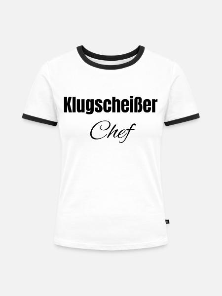 Klugscheißer Chef - Frauen Kontrast-T-Shirt - Weiß/Schwarz