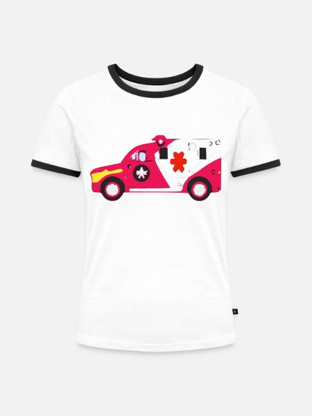 Deutsche Ambulanz - Frauen Kontrast-T-Shirt - Weiß/Schwarz