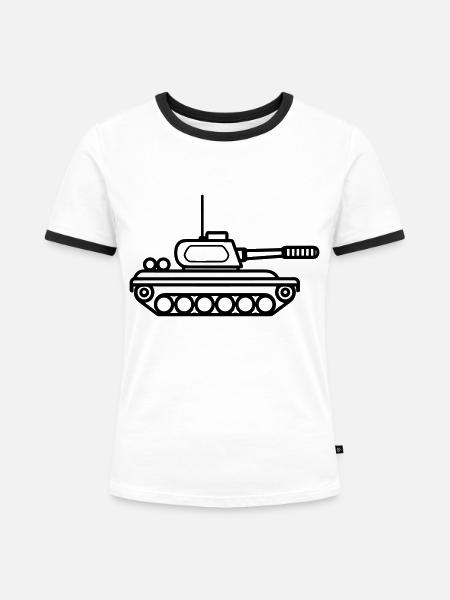 Panzer - Frauen Kontrast-T-Shirt - Weiß/Schwarz
