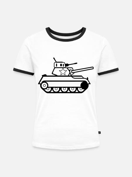 Panzer - Frauen Kontrast-T-Shirt - Weiß/Schwarz