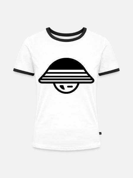 fliegende Untertasse - Frauen Kontrast-T-Shirt - Weiß/Schwarz