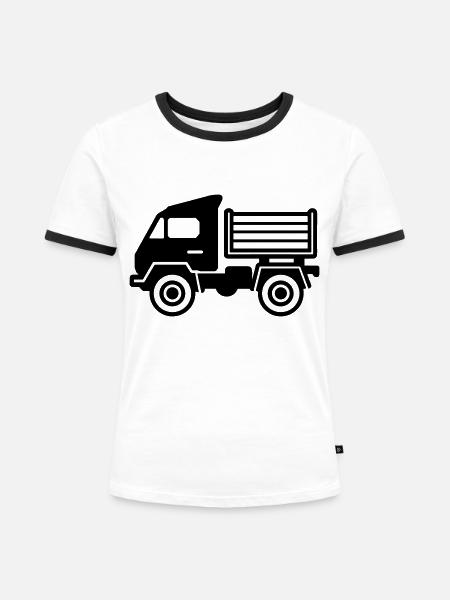 Lkw - Frauen Kontrast-T-Shirt - Weiß/Schwarz