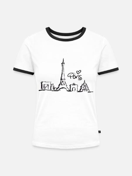 paris - Frauen Kontrast-T-Shirt - Weiß/Schwarz