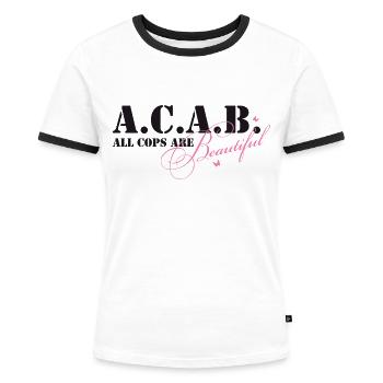 Up2u_ACAB_black - Frauen Kontrast-T-Shirt - Weiß/Schwarz - Vorne - Selfina (174cm)