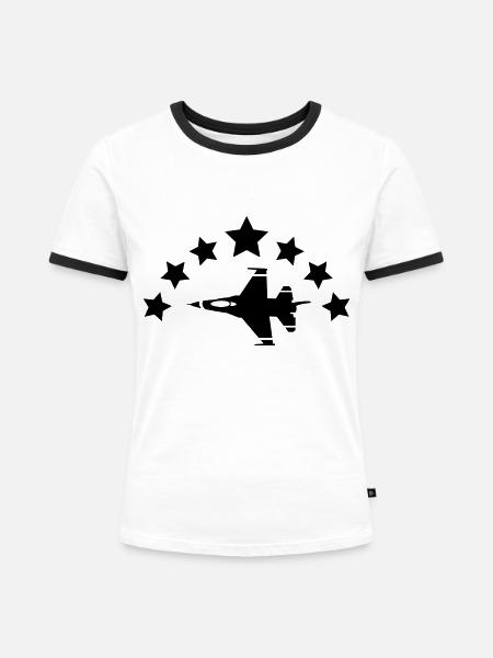 Jet - Frauen Kontrast-T-Shirt - Weiß/Schwarz