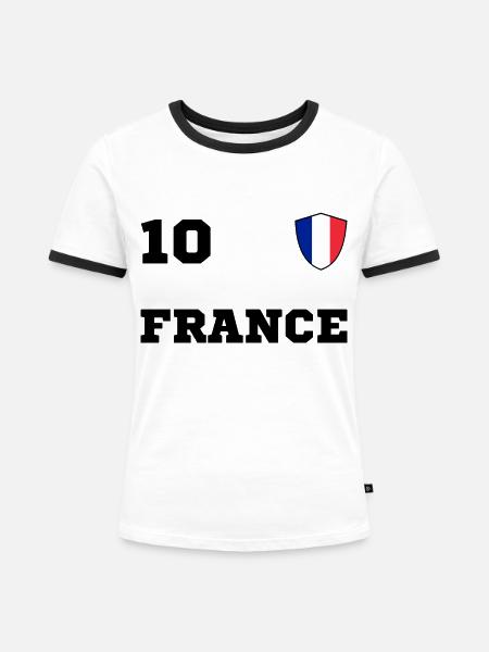FRANKREICH Team Mannschaft - Frauen Kontrast-T-Shirt - Weiß/Schwarz
