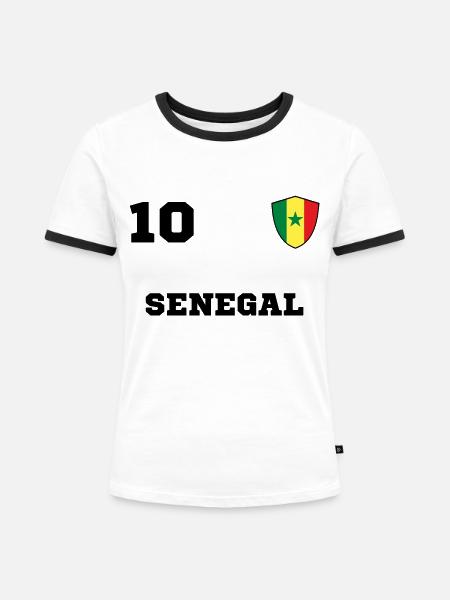 SENEGAL Team Mannschaft - Frauen Kontrast-T-Shirt - Weiß/Schwarz