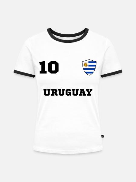 URUGUAY Team Mannschaft - Frauen Kontrast-T-Shirt - Weiß/Schwarz