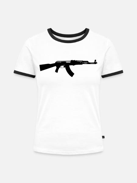 ak47 - Frauen Kontrast-T-Shirt - Weiß/Schwarz