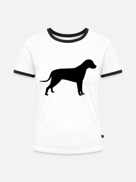dog silhouette printdesign - Frauen Kontrast-T-Shirt - Weiß/Schwarz