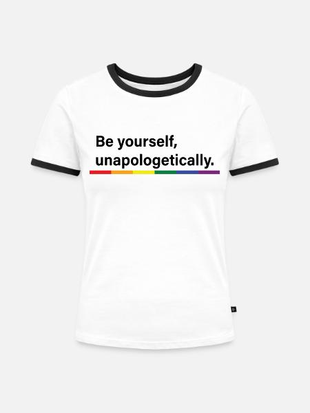 Sei du selbst - Frauen Kontrast-T-Shirt - Weiß/Schwarz