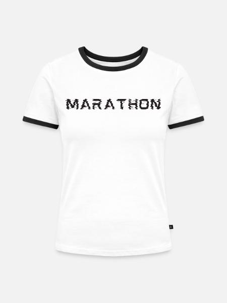 Marathon - Frauen Kontrast-T-Shirt - Weiß/Schwarz