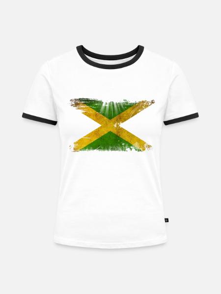 Jamaica - Frauen Kontrast-T-Shirt - Weiß/Schwarz