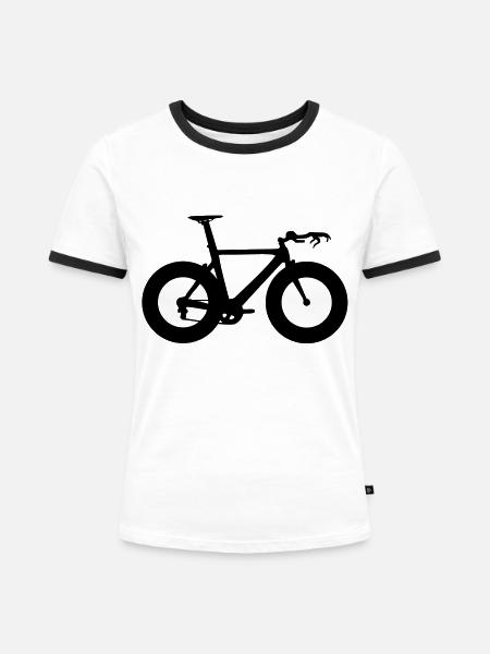 Triathlon-Rad - Frauen Kontrast-T-Shirt - Weiß/Schwarz