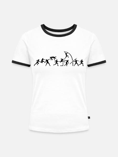 Zehnkampf - Frauen Kontrast-T-Shirt - Weiß/Schwarz