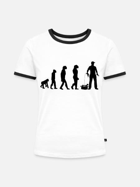 DIY-Evolution - Frauen Kontrast-T-Shirt - Weiß/Schwarz
