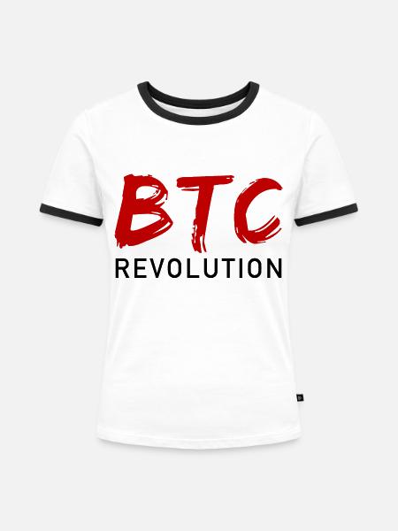 BTC Revolution - Bitcoin Revolution - Frauen Kontrast-T-Shirt - Weiß/Schwarz