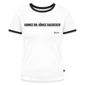 Berliner Schnauze - Frauen Kontrast-T-Shirt - Weiß/Schwarz - Vorne - Selfina (174cm)