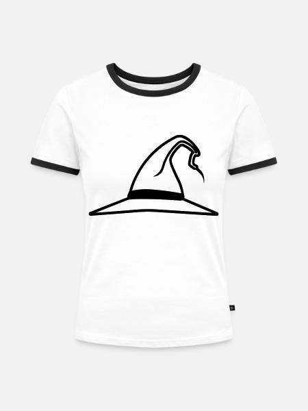 Magischer Hut - Frauen Kontrast-T-Shirt - Weiß/Schwarz