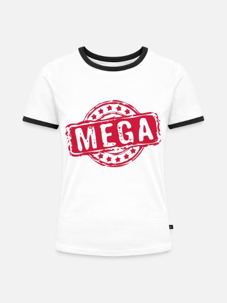 Stempel MEGA - Frauen Kontrast-T-Shirt - Weiß/Schwarz